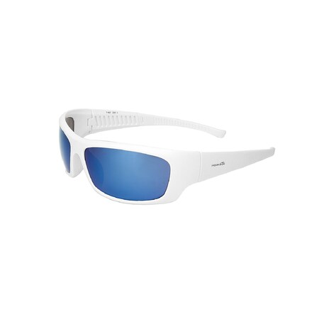 Z87 Horisun 7487 Safety Glasses, White Full Frame/Smoke Blue Flash Mirror Anti-Fog Lens, PK12 7487PK